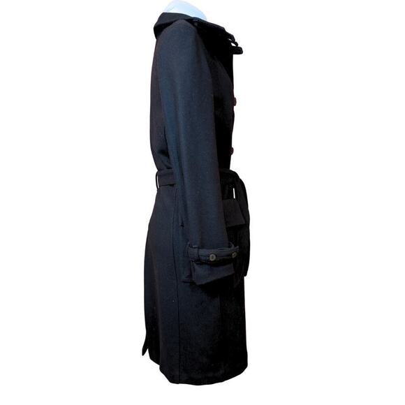 Burberry Black Trench Coat Wool Belted Single Breasted Long Jacket US10 UK12 - Picture 5 of 13